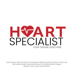 Heart Specialist Logo Design. Heart Health, Heartbeat, Hospital Vector Template