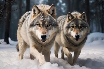 Naklejka premium wolf in snow