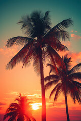 Obraz premium Palm tree during the sunset, wallpaper