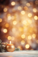 Fototapeta na wymiar Einzige elegante Kerze spendet warmes Licht in weihnachtlichem Dekor