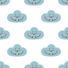 Fototapeta premium Seamless cloud pattern showing a heart, flirting with the sun , overcast