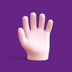 Human hand with open palm and five fingers 3d icon realistic vector illustration