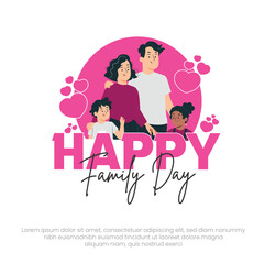 Happy Family Day Vector Template. Happy family Modern design artwork. Living happily together