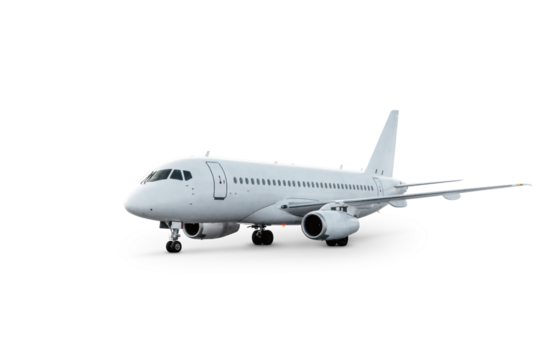 White passenger airplane isolated