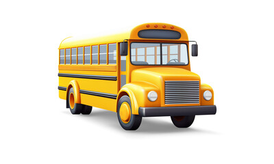 Classic school bus yellow passenger city auto student pupil transportation 3d icon realistic vector