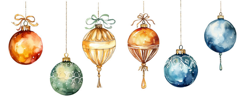 Watercolor Christmas decoration ball vector illustration, watercolor vector illustration