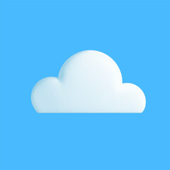 Fototapeta premium White fluffy cloud isolated blue background 3d icon realistic vector illustration