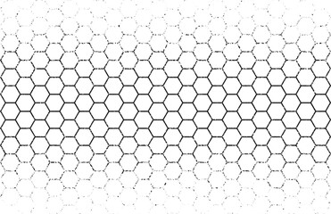 Rough, irregular texture composed of monochrome geometric elements. distressed grunge hexagon . Abstract vector illustration. Isolated on white background. Vector Format	