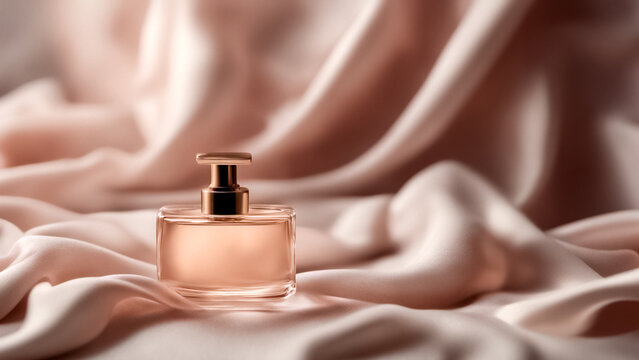 Eleganza in Una Bottiglia- Mockup di Profumo su Sfondo Delicato