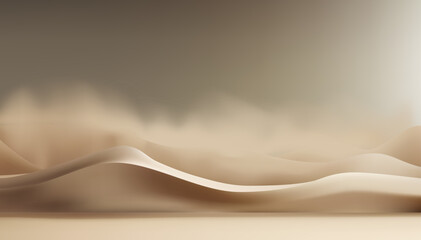 Beige sand dune desert with smoke neutral showroom studio background 3d realistic vector - obrazy, fototapety, plakaty