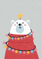 Christmas bear with garland