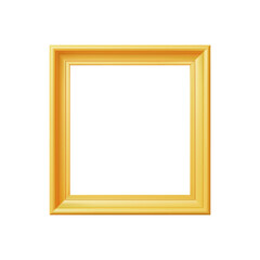 Fototapeta premium Squared yellow frame wooden empty boundary with copy space isolated on white 3d realistic vector