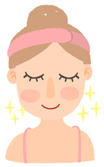 face care routine. girl cleaning her face with various actions set. skincare .