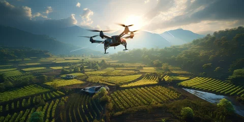Fototapeten Dron latający nad polami uprawnymi.  © Bear Boy 