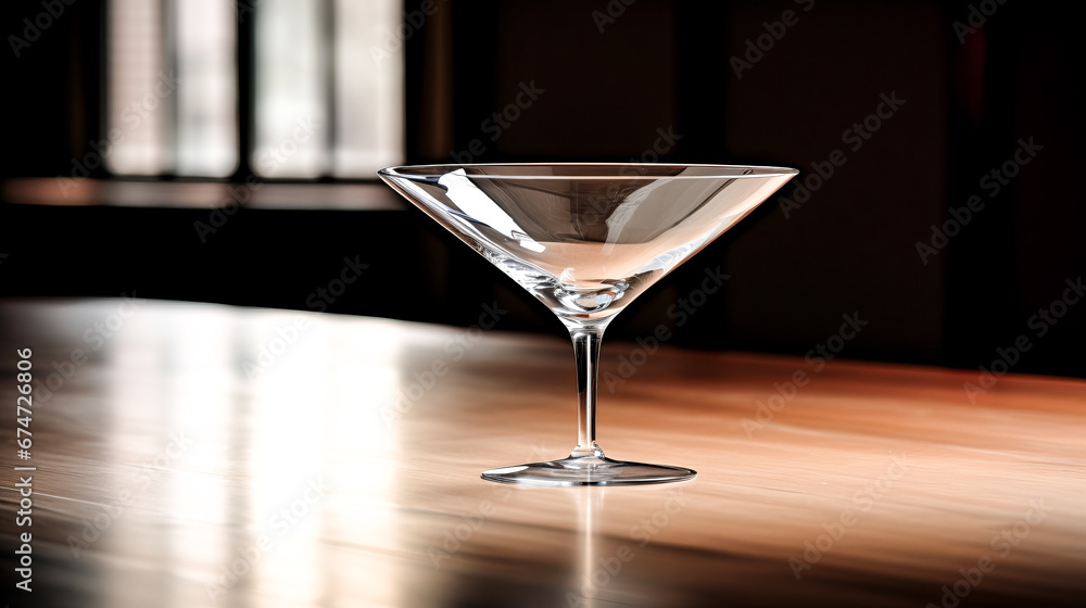 Aufkleber a coupe glass is seen lying sideways on a table in this image. it is a close-up shot with a dark bac