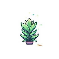 inspiration pencil icon with seed potted flower illustration