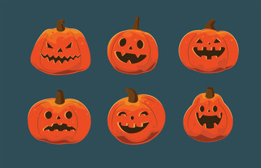 halloween pumpkin set illustration 