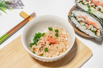 オートミールでタラコご飯　