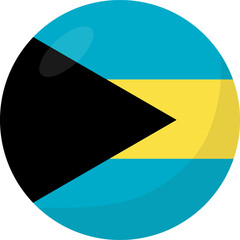 Bahamas flag circle 3D cartoon style.
