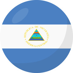 Nicaragua flag circle 3D cartoon style.