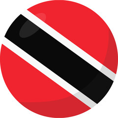 Trinidad and Tobago flag circle 3D cartoon style.