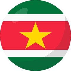 Suriname flag circle 3D cartoon style.