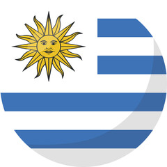 Uruguay flag circle 3D cartoon style.