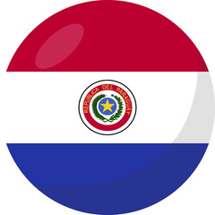 Paraguay flag circle 3D cartoon style.