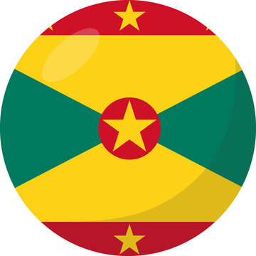 Grenada flag circle 3D cartoon style.