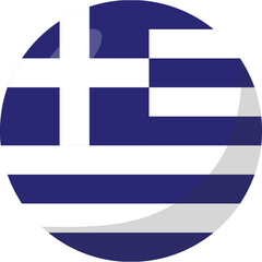 Greece flag circle 3D cartoon style.