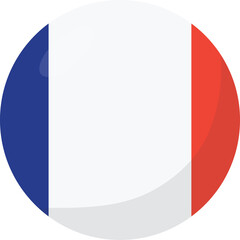 France flag circle 3D cartoon style.