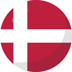 Denmark flag circle 3D cartoon style.