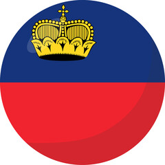 Obraz premium Liechtenstein flag circle 3D cartoon style.
