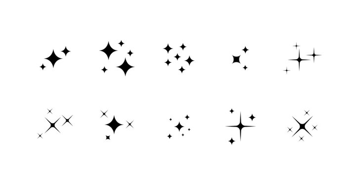 Sparkling star shimmer vector element set