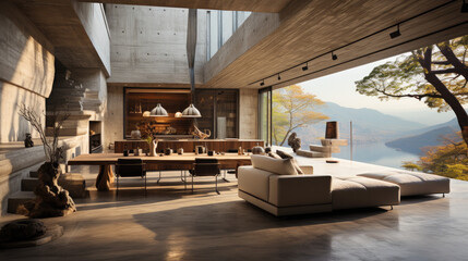 Obraz na płótnie Canvas A minimalist's dream - a modern concrete interior exuding simplicity and elegance.