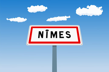 Nimes city sign in France