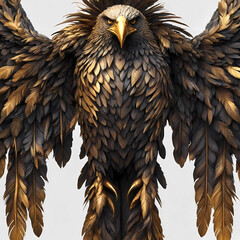 Abstract dark eagle with golden feathers