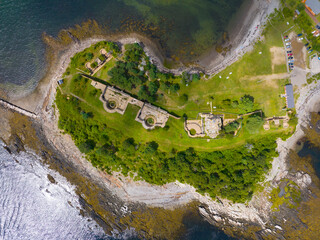 Fort Stark State Historic Site aerial view in summer at the mouth of Piscataqua River to the...