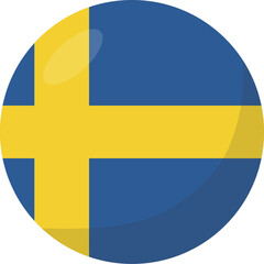 Sweden flag circle 3D cartoon style.
