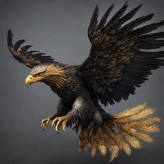 Abstract dark eagle with golden feathers