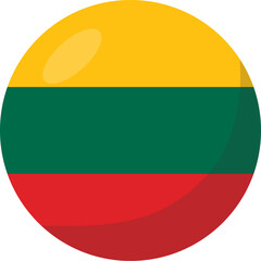 Lithuania flag circle 3D cartoon style.