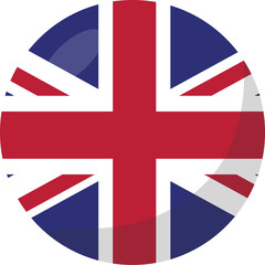 UK flag circle 3D cartoon style.