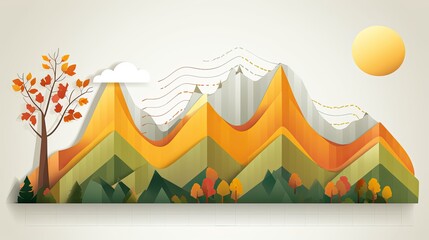 illustration of a mountain chain with 3d effect. 