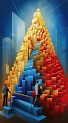 Obraz premium conceptual image with businessman symbolising rising stock value. 