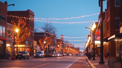 Christmas Lights Illuminate Downtown Sioux Falls, SD - A Captivating Holiday Tradition Combining Retro Charm and Timeless Elegance - obrazy, fototapety, plakaty