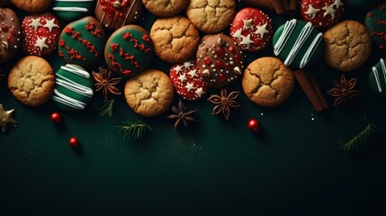 A table topped with cookies and christmas decorations