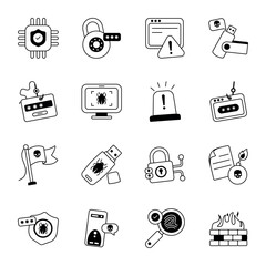 Set of Data Encryption Glyph Icons 
 - obrazy, fototapety, plakaty
