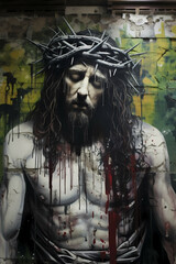 Christian Art, Graffiti, Jesus Art, Religious Art,  Modern Christian Art, Paintings of Christ, Digital Art - obrazy, fototapety, plakaty