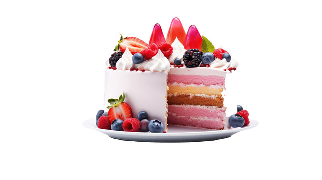 Product illustration of a delicious cake isolated on transparent background, PNG image with background removed, created with Generative Ai technology.