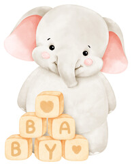 cute elephant and baby blocks